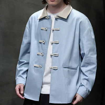 Buddha Stones Men's Frog-Button Cotton Long Sleeve Shirt With Pockets - image 19
