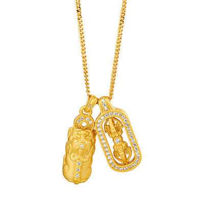 Buddha Stones 925 Sterling Silver PiXiu Dorje Vajra Wealth Necklace Pendant - image 4