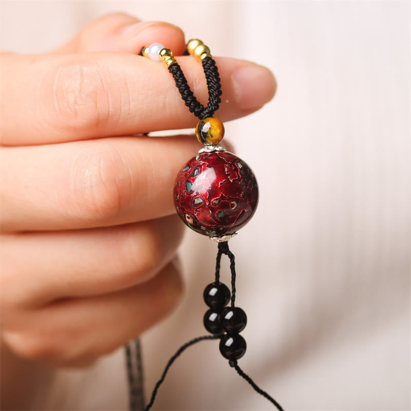 Buddha Stones Ebony Wood Venus Aurora Bead Lacquer Craft Peace Necklace Pendant - Red Charm(Random Red) - image 1