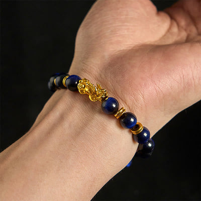 Buddha Stones "Sending Focus and Prosperity" Tiger Eye Pixiu Bracelet Includes Gift Message Card - image 9