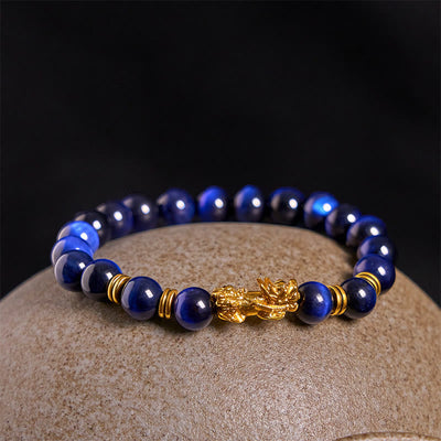 Buddha Stones "Sending Focus and Prosperity" Tiger Eye Pixiu Bracelet Includes Gift Message Card - image 4