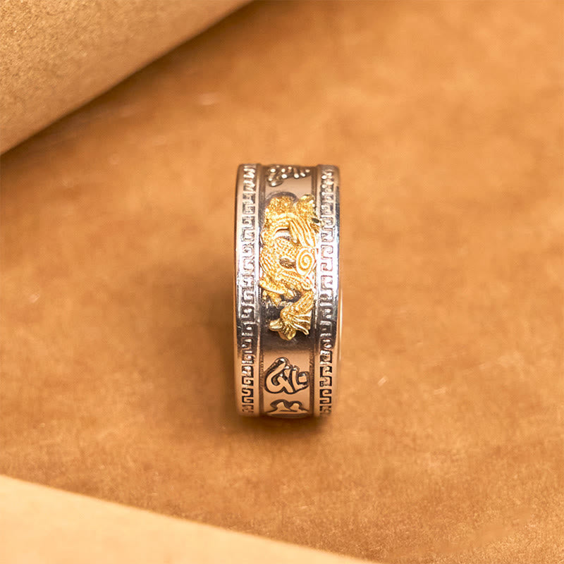 Buddha Stones Dragon Pattern Heart Sutra Copper Strength Ring - image 2