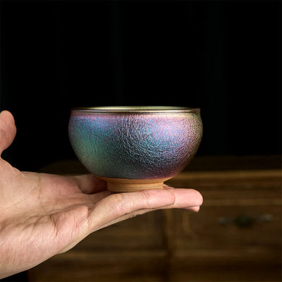 Buddha Stones Handmade Chinese Jianzhan Golden Lotus Flower Ceramic Teacup Kung Fu Tea Cup 150ml - image 6