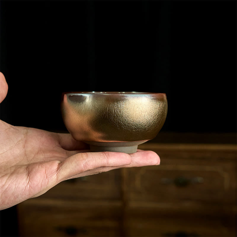 Buddha Stones Handmade Chinese Jianzhan Koi Fish Lotus Leaf Ceramic Teacup Kung Fu Tea Cup 150ml - image 4