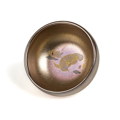Buddha Stones Handmade Chinese Jianzhan Koi Fish Lotus Leaf Ceramic Teacup Kung Fu Tea Cup 150ml - image 7
