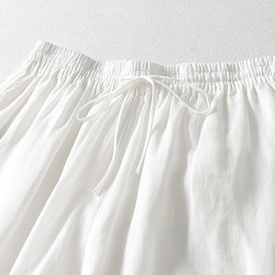 Buddha Stones Solid Color Lace-up Cotton Women's Wide Leg Pants - image 9