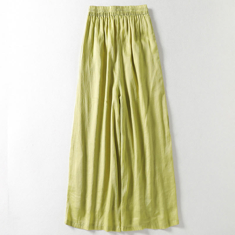 Buddha Stones Solid Color Lace-up Cotton Women's Wide Leg Pants - image 12