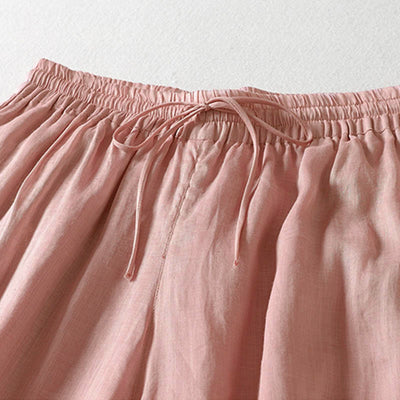 Buddha Stones Solid Color Lace-up Cotton Women's Wide Leg Pants - image 26