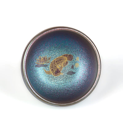 Buddha Stones Handmade Chinese Jianzhan Koi Fish Lotus Leaf Ceramic Teacup Kung Fu Tea Cup 150ml - image 16
