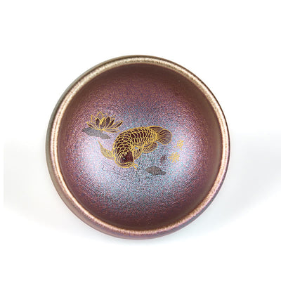 Buddha Stones Handmade Chinese Jianzhan Koi Fish Lotus Leaf Ceramic Teacup Kung Fu Tea Cup 150ml - image 25