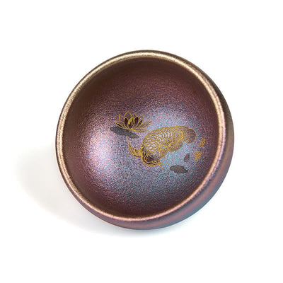 Buddha Stones Handmade Chinese Jianzhan Koi Fish Lotus Leaf Ceramic Teacup Kung Fu Tea Cup 150ml - image 26