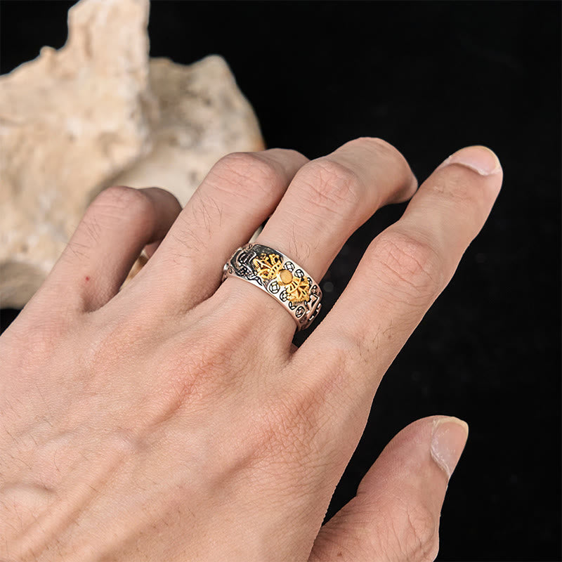 Buddha Stones Vintage Om Mani Padme Hum Vajra Copper Pleated Silver Balance Ring - image 11