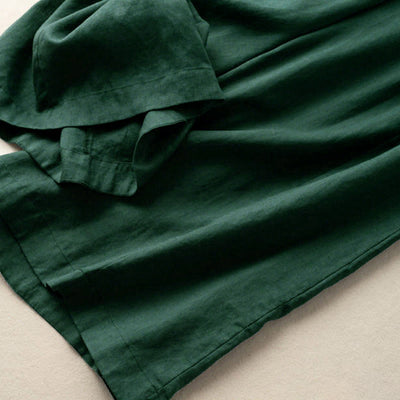 Buddha Stones Plain Color 7-8 Length Capri Cropped Pants Cotton Linen Women's Wide Leg Pants With Pockets - image 20