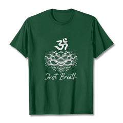 Buddha Stones Casual Om Symbol Lotus Flower Pattern Cotton Tee T-shirt - ForestGreen - 2XL - image 0