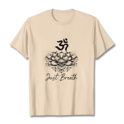Buddha Stones Casual Om Symbol Lotus Flower Pattern Cotton Tee T-shirt - Bisque - 2XL - image 10