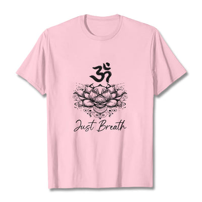 Buddha Stones Casual Om Symbol Lotus Flower Pattern Cotton Tee T-shirt - LightPink - 2XL - image 12