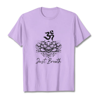 Buddha Stones Casual Om Symbol Lotus Flower Pattern Cotton Tee T-shirt - Plum - 2XL - image 16