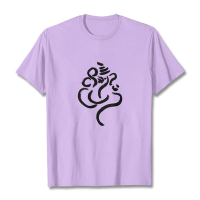 Buddha Stones Casual Ganesha Pattern Cotton Tee T-shirt - Plum - 2XL - image 16