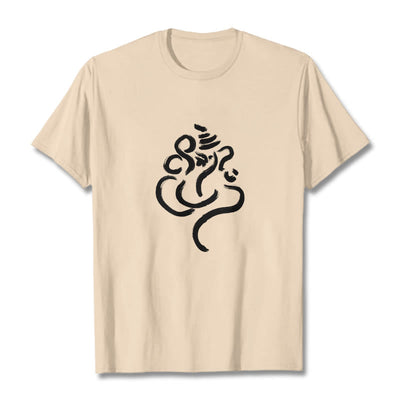 Buddha Stones Casual Ganesha Pattern Cotton Tee T-shirt - Bisque - 2XL - image 8