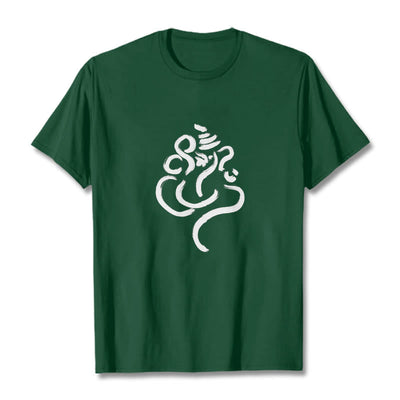 Buddha Stones Casual Ganesha Pattern Cotton Tee T-shirt - ForestGreen - 2XL - image 10