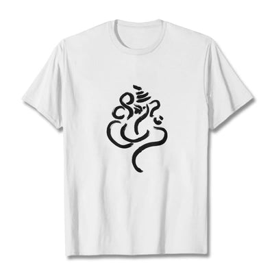 Buddha Stones Casual Ganesha Pattern Cotton Tee T-shirt - White - 2XL - image 5