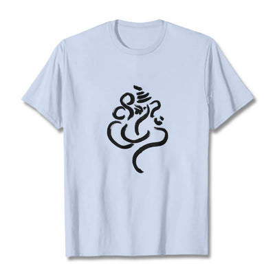 Buddha Stones Casual Ganesha Pattern Cotton Tee T-shirt - LightCyan - 2XL - image 18