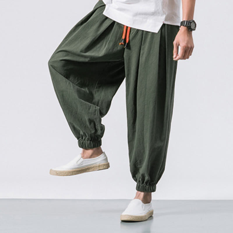 Buddha Stones Casual Sports Men's Solid Color Cotton Drawstring Pants With Pockets - image 16