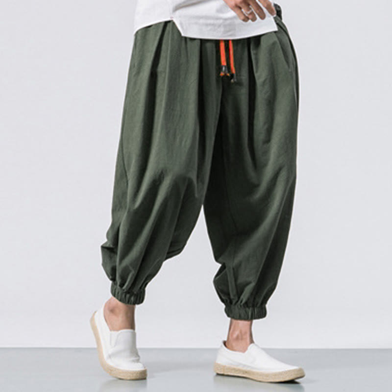 Buddha Stones Casual Sports Men's Solid Color Cotton Drawstring Pants With Pockets - image 24