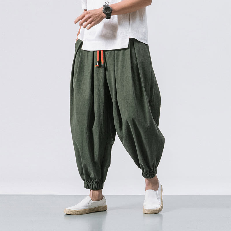 Buddha Stones Casual Sports Men's Solid Color Cotton Drawstring Pants With Pockets - Olive - US/UK/AU46，EU56 (5XL) - image 15