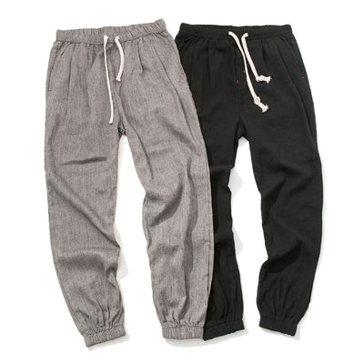 Buddha Stones Simple Drawstring Design Linen Men's Pants With Pockets - image 20