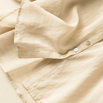 Buddha Stones Vintage Button Three Quarter Puff Sleeve V-Neck Cotton Linen Women's Shirt - image 11