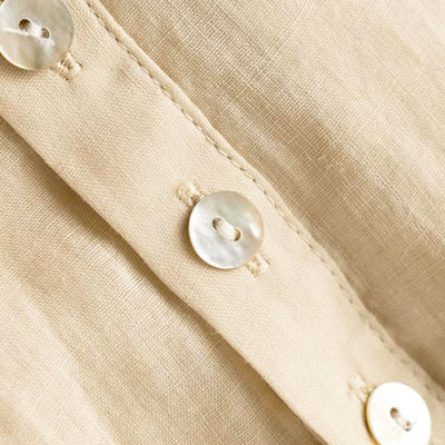 Buddha Stones Vintage Button Three Quarter Puff Sleeve V-Neck Cotton Linen Women's Shirt - image 13