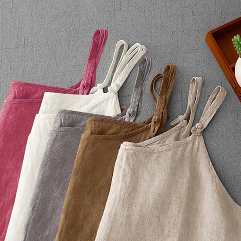 Buddha Stones Summer Plain Adjustable Strap Design Women's Cotton Linen Vest Waistcoat - image 33