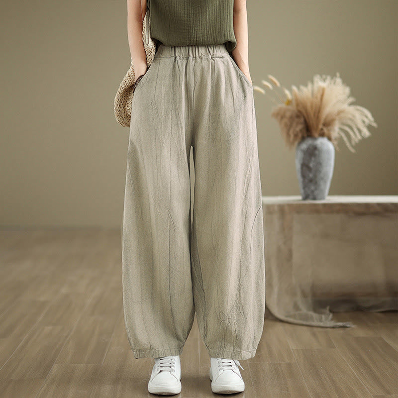 Buddha Stones Casual Plain Women's Harem Pants With Pockets - Beige - US8-10，UK/AU12-14，EU40-42 (2XL) - image 0