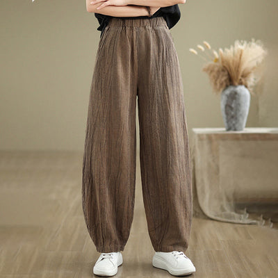 Buddha Stones Casual Plain Women's Harem Pants With Pockets - SaddleBrown - US8-10，UK/AU12-14，EU40-42 (2XL) - image 8
