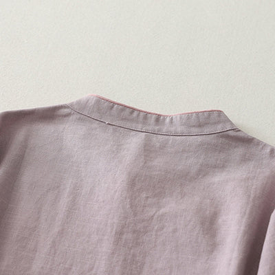 Buddha Stones Plain Slanted Buttons Cotton Linen Women's Shirt - image 6