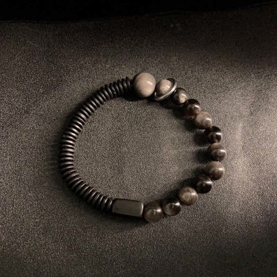 Buddha Stones Silver Sheen Obsidian Coconut Shell Protection Bracelet - image 8