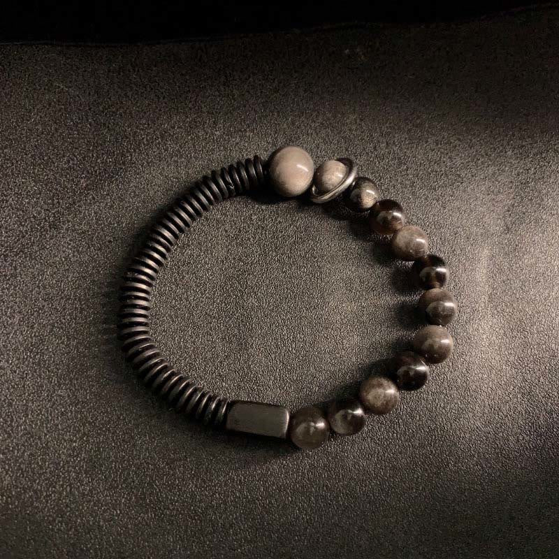Buddha Stones Silver Sheen Obsidian Coconut Shell Protection Bracelet - image 8
