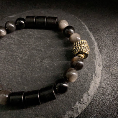 Buddha Stones Silver Sheen Obsidian Ebony Protection Bracelet - image 7