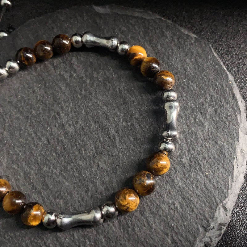 Buddha Stones Cute Bone Pattern Tiger Eye Courage Beads Bracelet - image 8
