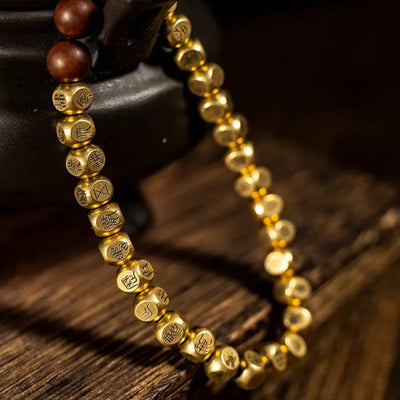 Buddha Stones Copper Brass Lightning Struck Jujube Wood Beads Wealth Bracelet - image 9