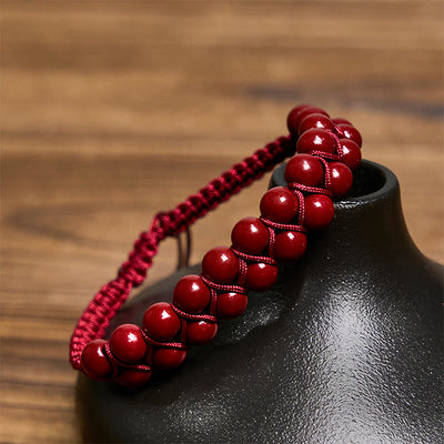 Buddha Stones Natural Tiger Eye Cinnabar Hand-woven Double Row Beads Protection Bracelet - image 9