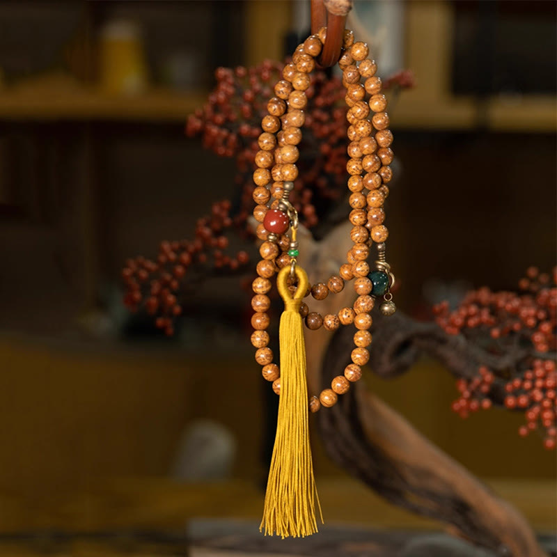 Buddha Stones 108 Mala Beads Bodhi Seed Wisdom Peace Tassel Bracelet - image 2