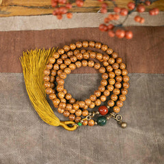 Buddha Stones 108 Mala Beads Bodhi Seed Wisdom Peace Tassel Bracelet - 18cm - image 1