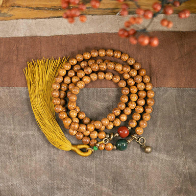 Buddha Stones 108 Mala Beads Bodhi Seed Wisdom Peace Tassel Bracelet - 18cm - image 1