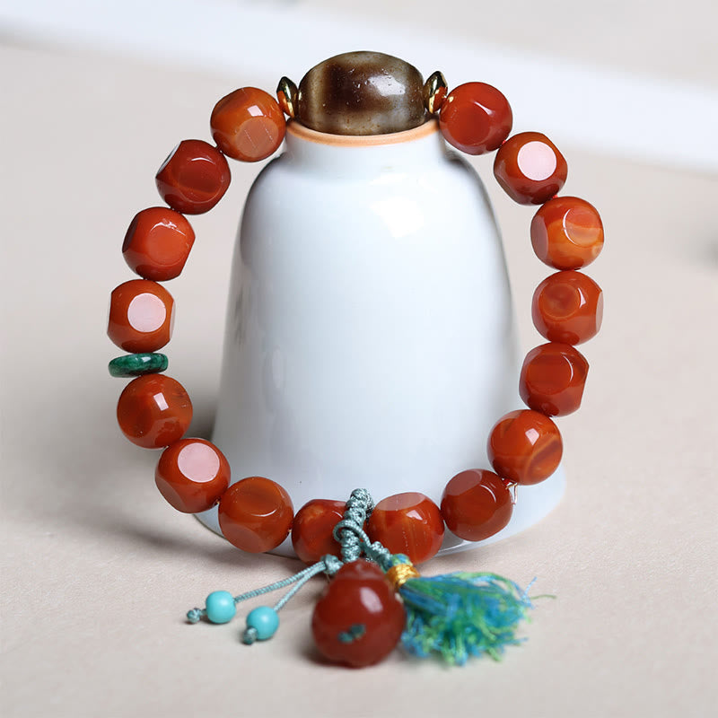 Buddha Stones Natural South Red Agate Pixiu Dzi Bead Fortune Luck Bracelet - image 8