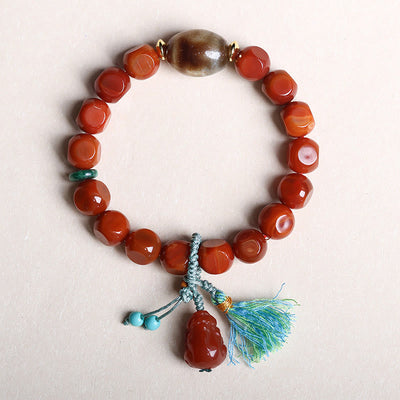 Buddha Stones Natural South Red Agate Pixiu Dzi Bead Fortune Luck Bracelet - image 3
