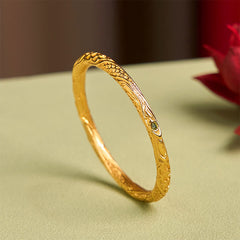 Buddha Stones Hollow Universe Circle Design Copper Plated Gold Wealth Bracelet Bangle - 62mm - image 1