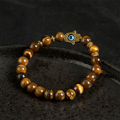 Buddha Stones Tiger Eye Beads Evil Eye Courage Bracelet - image 3