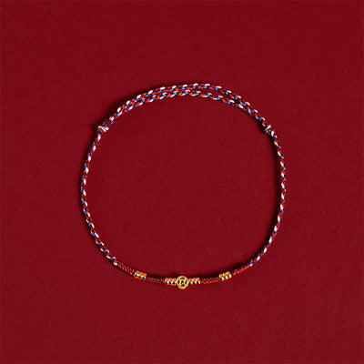 Buddha Stones Handmade Braided Red String Copper Coins Luck Bracelet - image 2